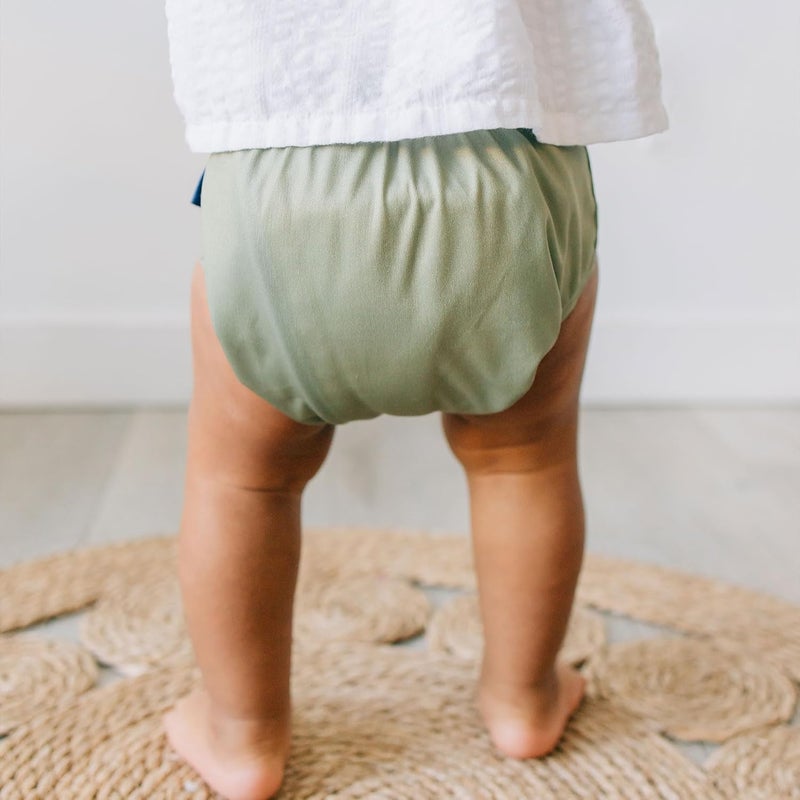 Kinder Cloth Diapers Set of 5 Reusable Baby Diapers Pocket Style Athletic Wicking Jersey, Newborn to Potty 7-60lbs, One Size, Inserts NOT Included (Coastal Calm) - Image 3